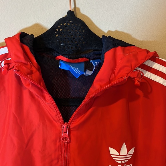 Adidas unisex size small windbreaker retro red white blue trademark 3 Stripe Y2K - Picture 4 of 16